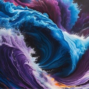 Chaotic abstract waves metal art print8 x 12 inches